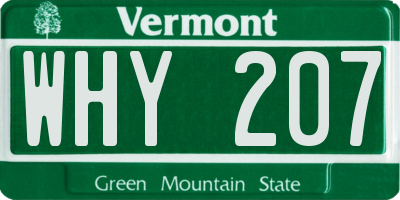 VT license plate WHY207