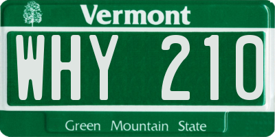 VT license plate WHY210