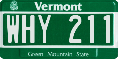 VT license plate WHY211