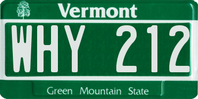VT license plate WHY212