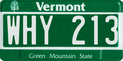 VT license plate WHY213
