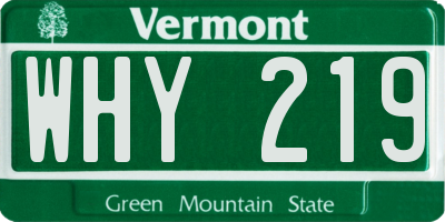 VT license plate WHY219