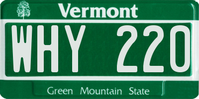 VT license plate WHY220
