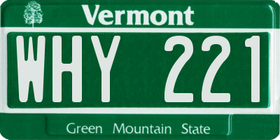 VT license plate WHY221