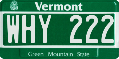 VT license plate WHY222