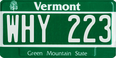VT license plate WHY223
