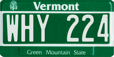 VT license plate WHY224