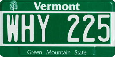 VT license plate WHY225