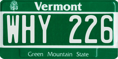 VT license plate WHY226