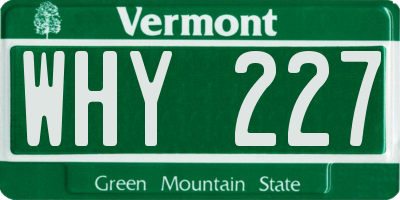 VT license plate WHY227