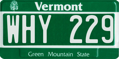 VT license plate WHY229