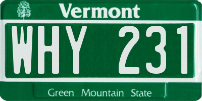 VT license plate WHY231