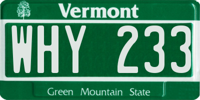 VT license plate WHY233