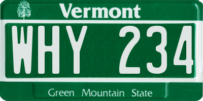 VT license plate WHY234