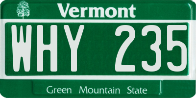 VT license plate WHY235