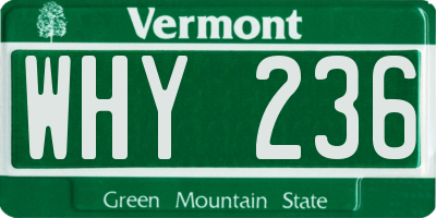 VT license plate WHY236