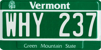 VT license plate WHY237