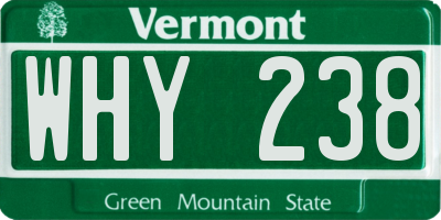 VT license plate WHY238