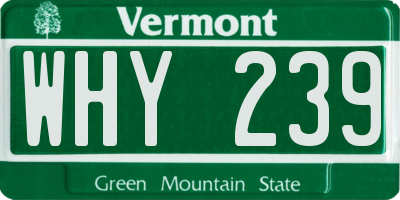 VT license plate WHY239