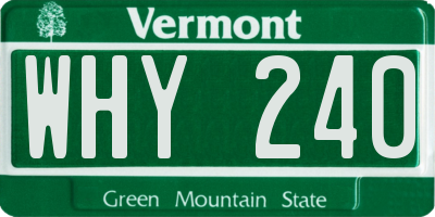VT license plate WHY240