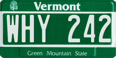 VT license plate WHY242