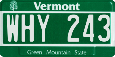 VT license plate WHY243