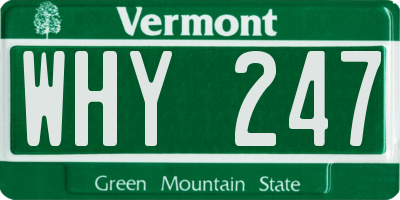 VT license plate WHY247