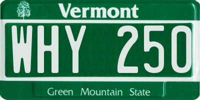 VT license plate WHY250