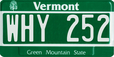 VT license plate WHY252