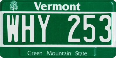 VT license plate WHY253