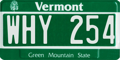 VT license plate WHY254