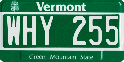 VT license plate WHY255