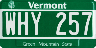 VT license plate WHY257