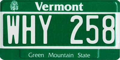 VT license plate WHY258