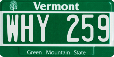 VT license plate WHY259