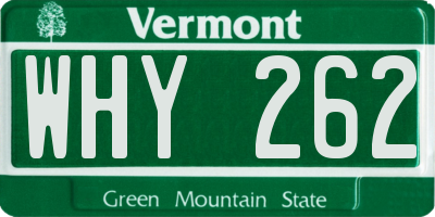 VT license plate WHY262