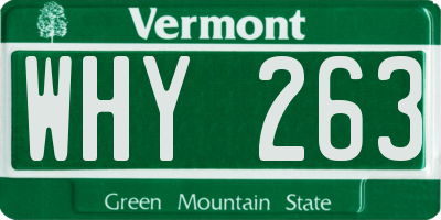 VT license plate WHY263