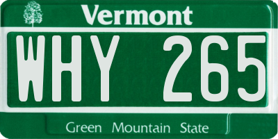 VT license plate WHY265