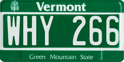 VT license plate WHY266