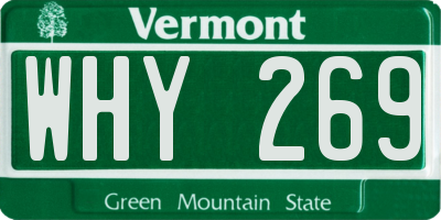 VT license plate WHY269