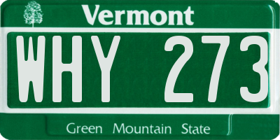 VT license plate WHY273