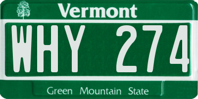 VT license plate WHY274