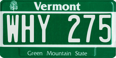 VT license plate WHY275