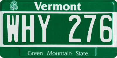 VT license plate WHY276