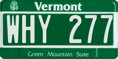 VT license plate WHY277
