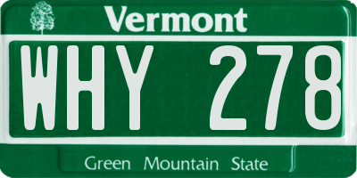 VT license plate WHY278