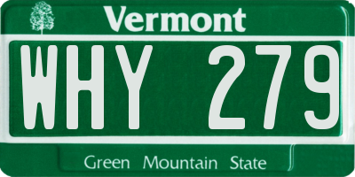 VT license plate WHY279