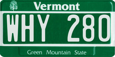 VT license plate WHY280