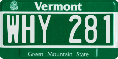 VT license plate WHY281