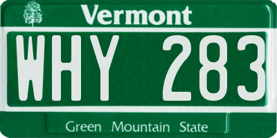 VT license plate WHY283
